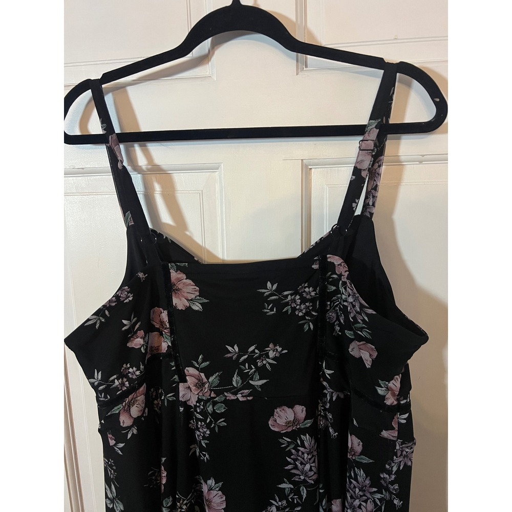 Torrid Midi Dress Size 2 Floral Mesh Cami Black Pink Surplice Neck - Picture 6 of 6
